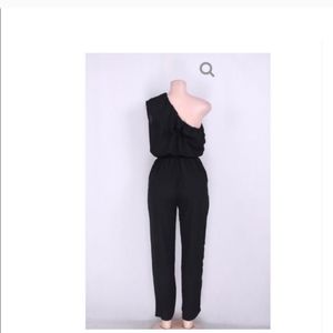 Athena Black Ruffle Jumpsuit